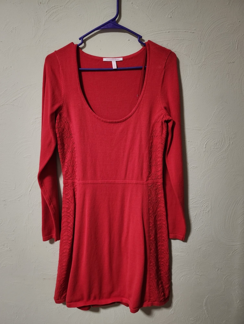 Victoria's Secret Red Scoop Neck Long Sleeve Women's Dress